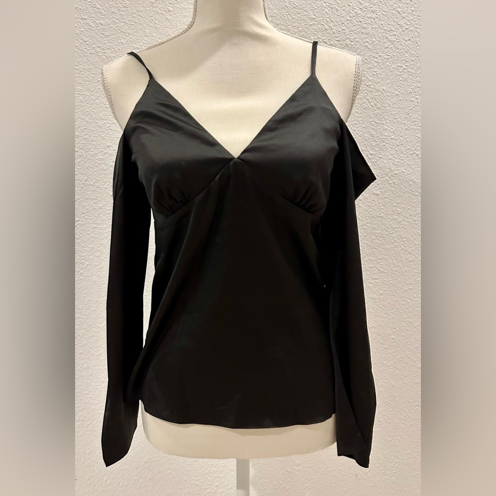 Black Satin Off the Shoulder Top